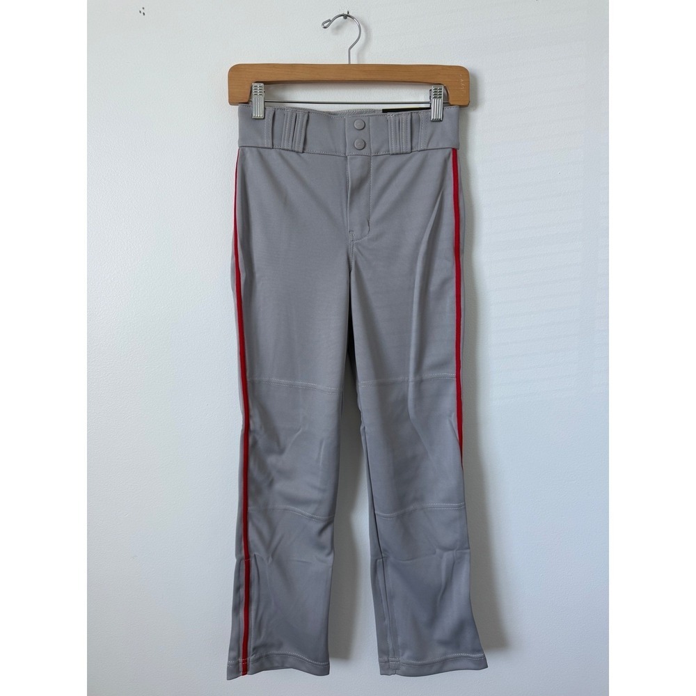 Champro Triple Crown Youth Open-Bottom Piped Baseball Pants Grey/Red Medium‎ NWT - Picture 2 of 5